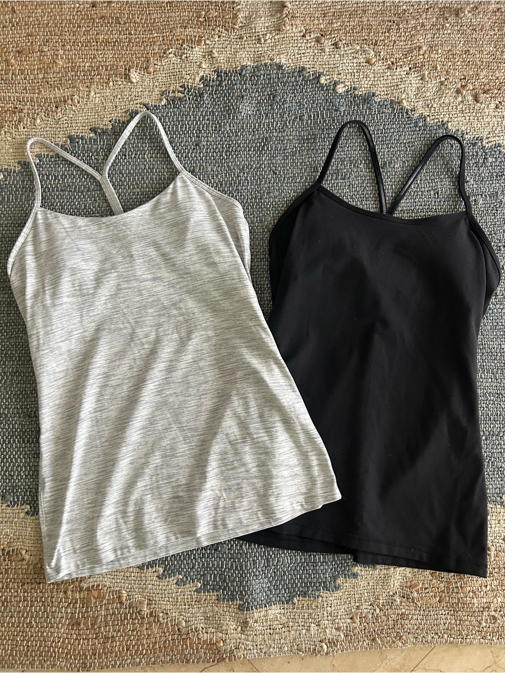 Lululemon Power Pose Tank Set of Two Ice Grey Battleship and Black